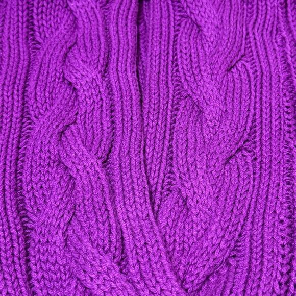 Lauren Ralph Lauren Oversized Cable Knit V-neck Sweater Purple Size Small - Picture 6 of 14